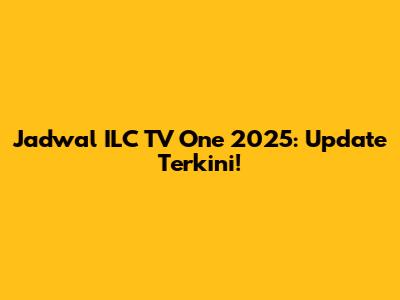 Jadwal ILC TV One 2025: Update Terkini!