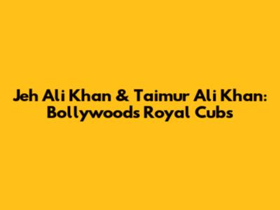 Jeh Ali Khan & Taimur Ali Khan: Bollywood's Royal Cubs