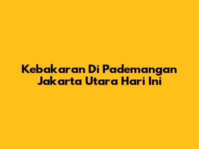 Kebakaran Di Pademangan Jakarta Utara Hari Ini