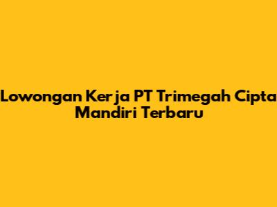 Lowongan Kerja PT Trimegah Cipta Mandiri Terbaru