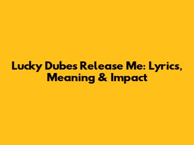 Lucky Dube's 'Release Me': Lyrics, Meaning & Impact