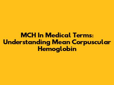 MCH In Medical Terms: Understanding Mean Corpuscular Hemoglobin