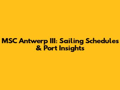 MSC Antwerp III: Sailing Schedules & Port Insights
