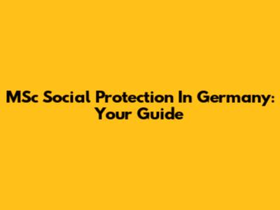 MSc Social Protection In Germany: Your Guide