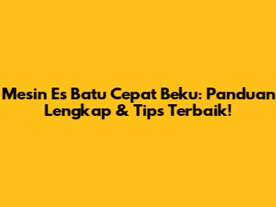Mesin Es Batu Cepat Beku: Panduan Lengkap & Tips Terbaik!
