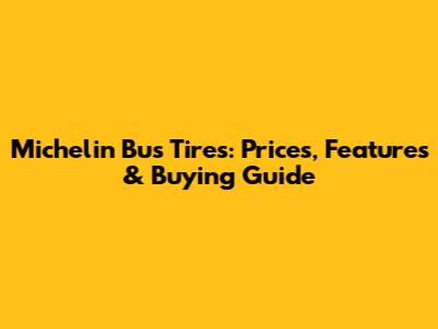 Michelin Bus Tires: Prices, Features & Buying Guide