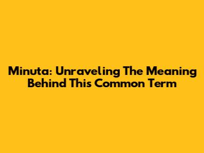 Minuta: Unraveling The Meaning Behind This Common Term