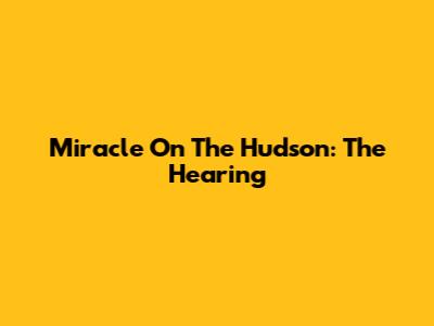 Miracle On The Hudson: The Hearing