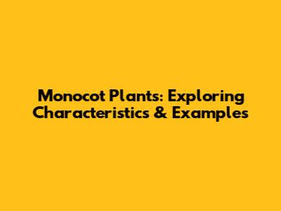 Monocot Plants: Exploring Characteristics & Examples