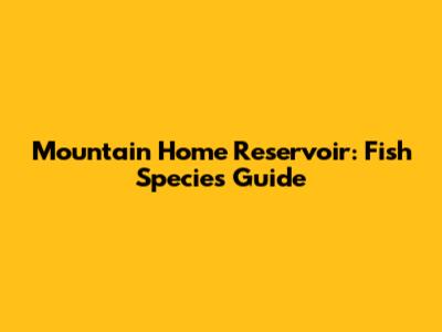 Mountain Home Reservoir: Fish Species Guide
