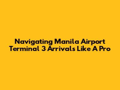 Navigating Manila Airport Terminal 3 Arrivals Like A Pro