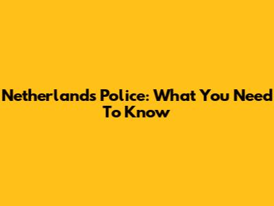 Netherlands Police: What You Need To Know