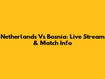 Netherlands Vs Bosnia: Live Stream & Match Info