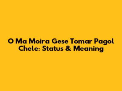 O Ma Moira Gese Tomar Pagol Chele: Status & Meaning