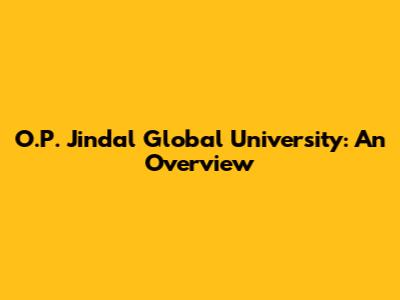 O.P. Jindal Global University: An Overview