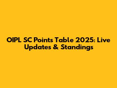 OIPL SC Points Table 2025: Live Updates & Standings