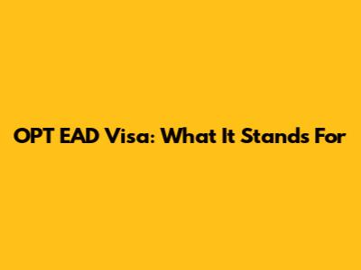 OPT EAD Visa: What It Stands For