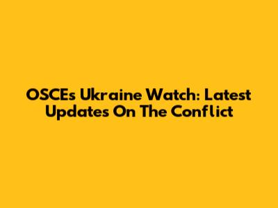 OSCE's Ukraine Watch: Latest Updates On The Conflict