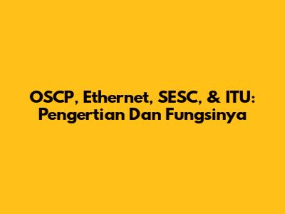 OSCP, Ethernet, SESC, & ITU: Pengertian Dan Fungsinya