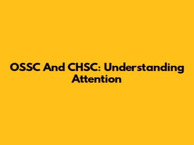 OSSC And CHSC: Understanding Attention