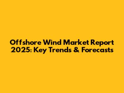 Offshore Wind Market Report 2025: Key Trends & Forecasts