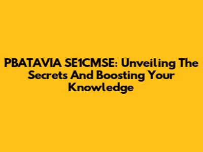 PBATAVIA SE1CMSE: Unveiling The Secrets And Boosting Your Knowledge