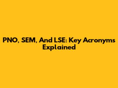 PNO, SEM, And LSE: Key Acronyms Explained