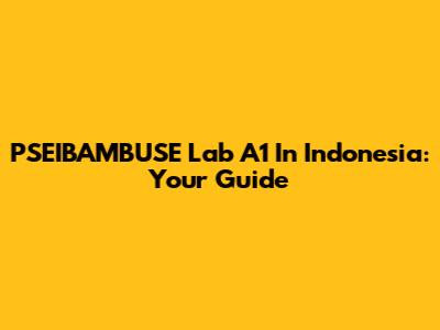 PSEIBAMBUSE Lab A1 In Indonesia: Your Guide