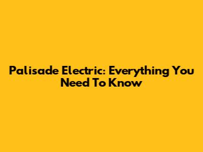 Palisade Electric: Everything You Need To Know