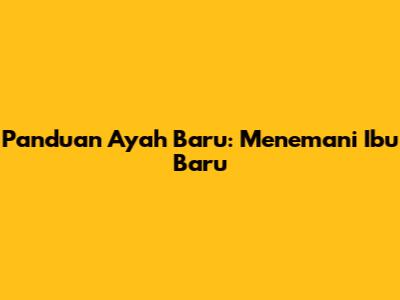 Panduan Ayah Baru: Menemani Ibu Baru