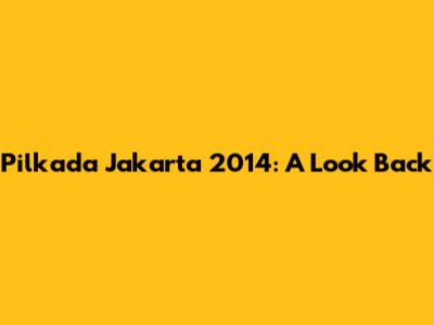 Pilkada Jakarta 2014: A Look Back