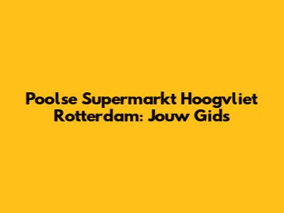 Poolse Supermarkt Hoogvliet Rotterdam: Jouw Gids