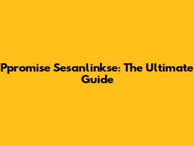 Ppromise Sesanlinkse: The Ultimate Guide