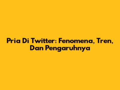 Pria Di Twitter: Fenomena, Tren, Dan Pengaruhnya
