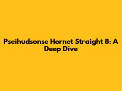 Pseihudsonse Hornet Straight 8: A Deep Dive