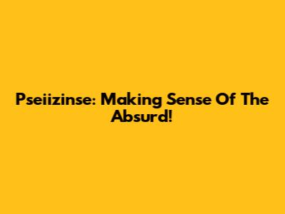 Pseiizinse: Making Sense Of The Absurd!