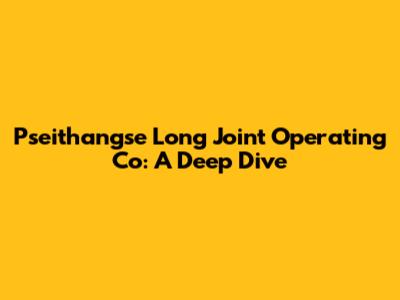 Pseithangse Long Joint Operating Co: A Deep Dive