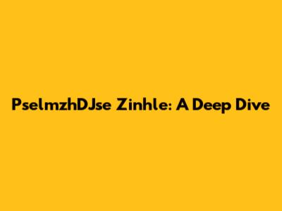 PselmzhDJse Zinhle: A Deep Dive