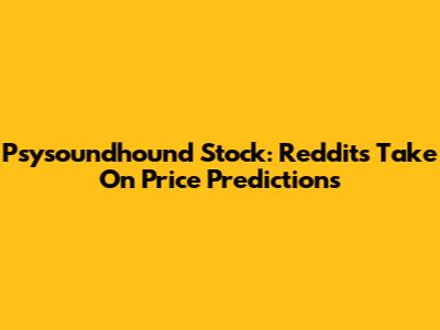 Psysoundhound Stock: Reddit's Take On Price Predictions