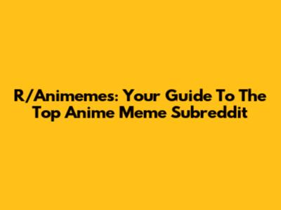 R/Animemes: Your Guide To The Top Anime Meme Subreddit