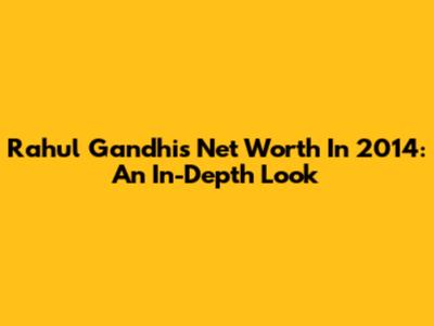 Rahul Gandhi's Net Worth In 2014: An In-Depth Look