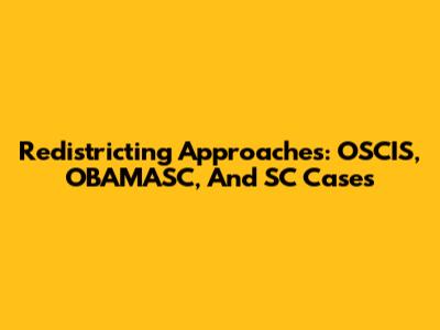 Redistricting Approaches: OSCIS, OBAMASC, And SC Cases