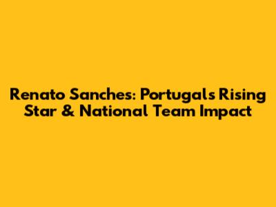 Renato Sanches: Portugal's Rising Star & National Team Impact