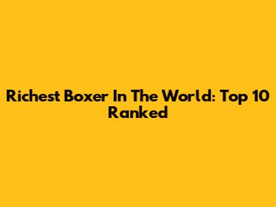 Richest Boxer In The World: Top 10 Ranked