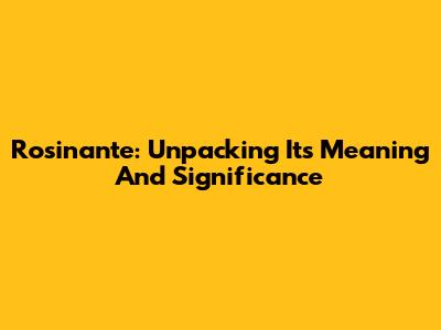 Rosinante: Unpacking Its Meaning And Significance