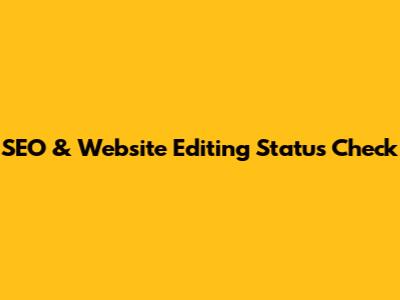 SEO & Website Editing Status Check