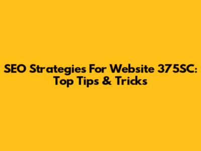 SEO Strategies For Website 375SC: Top Tips & Tricks