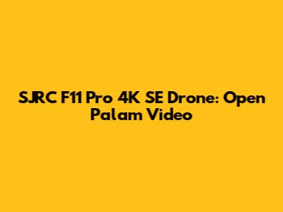 SJRC F11 Pro 4K SE Drone: Open Palam Video