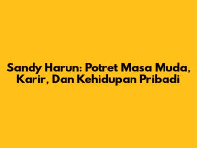 Sandy Harun: Potret Masa Muda, Karir, Dan Kehidupan Pribadi