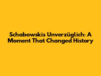Schabowski's 'Unverzüglich': A Moment That Changed History